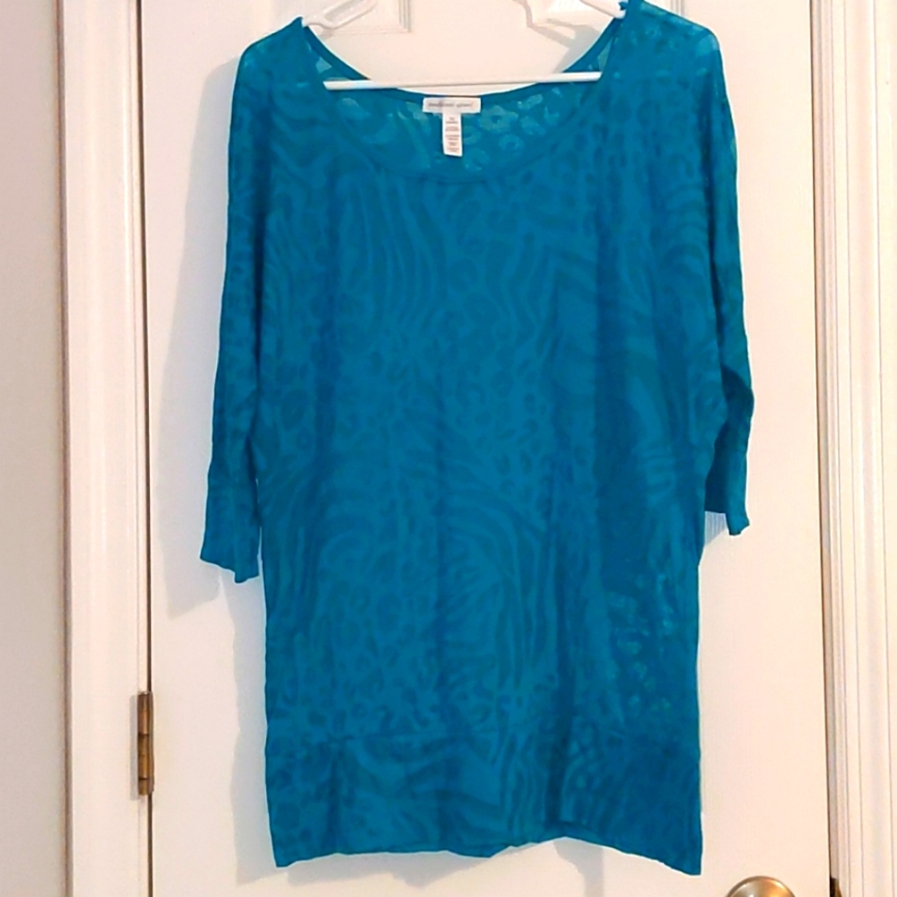 3/$30 Like New Sheer Leopard Ambiance 3X Top 3/4 Sleeve